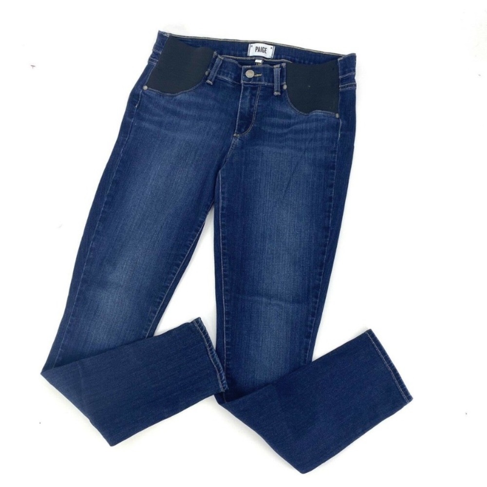 PAIGE MATERNITY Verdugo Ultra Skinny Black Side Panel Stretchy Jeans Size 30